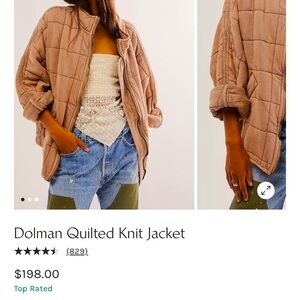 Free People Women’s Medium Quilted Jacket-Color: Champagne Diamonds